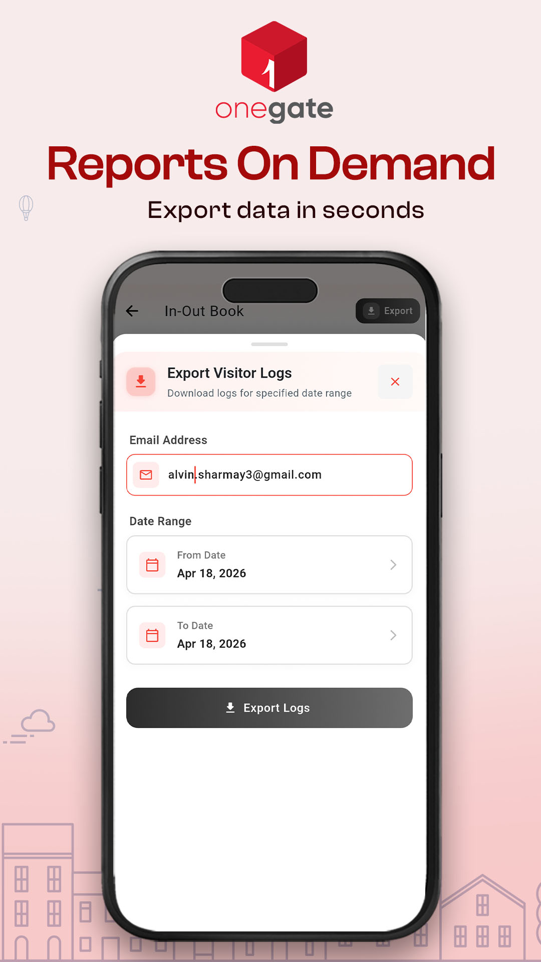 onegate Reports On Demand — export visitor logs